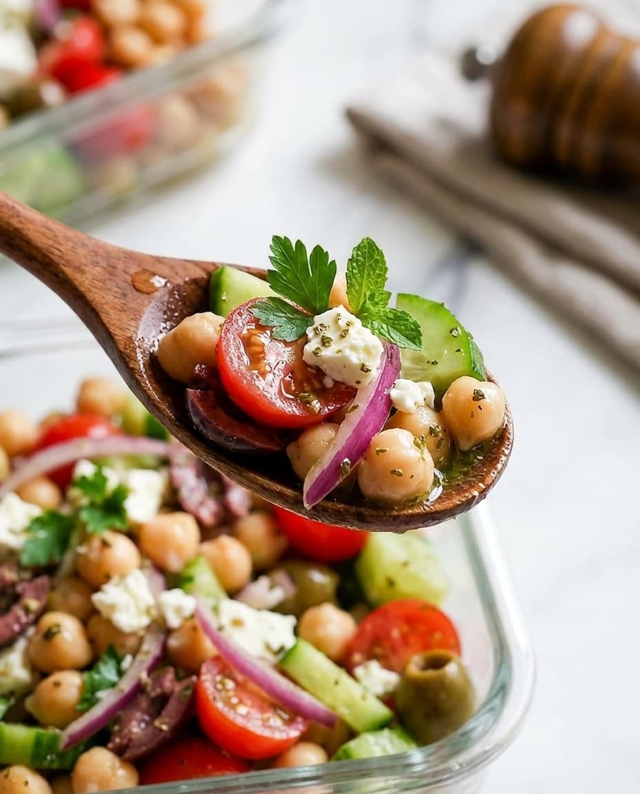 Greek Chickpea Salad Meal Prep Done Right served