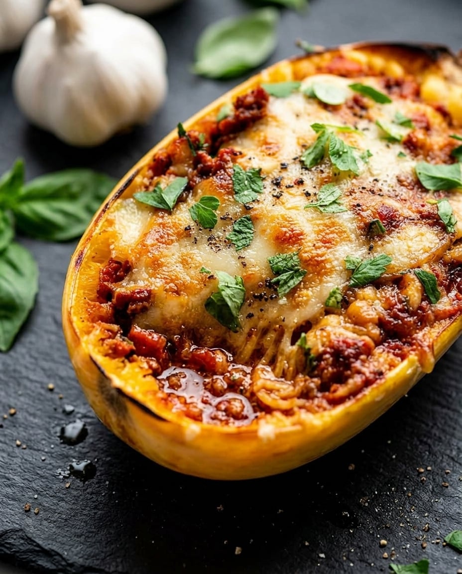 Spaghetti Squash Lasagna Boats Meal Prep close-up
