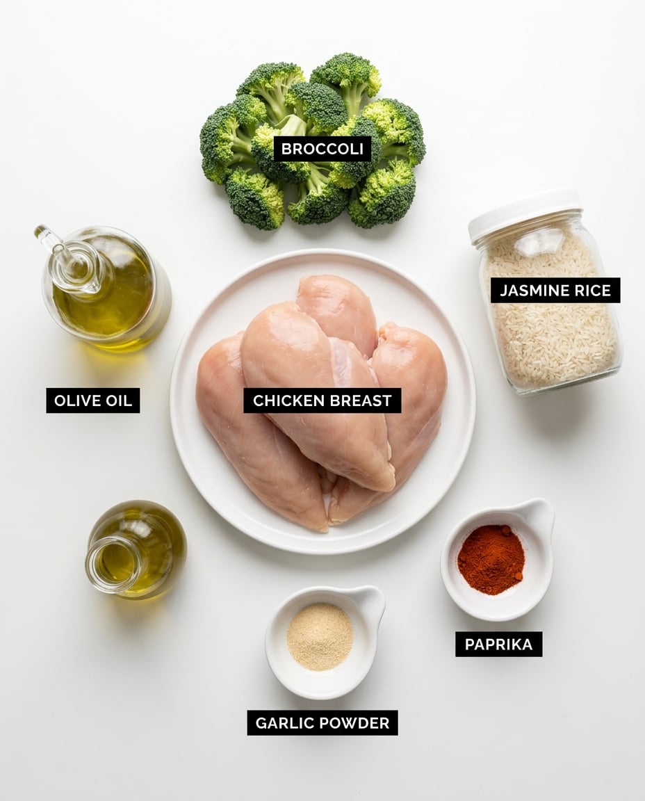 Ingredients for Chicken and Broccoli Meal Prep for 5 Days