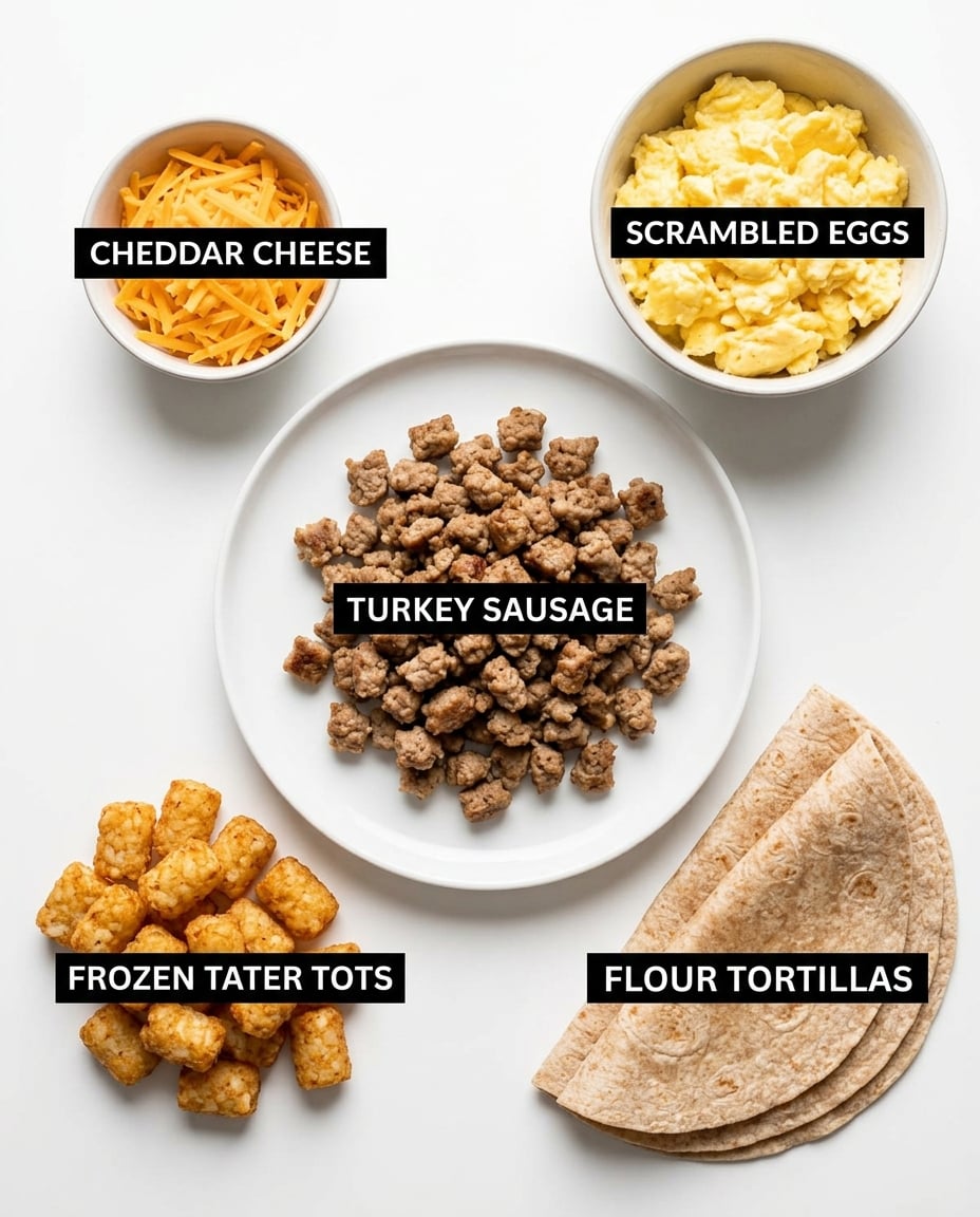 Easy Breakfast Burrito Meal Prep for 5 Days recipe ingredients