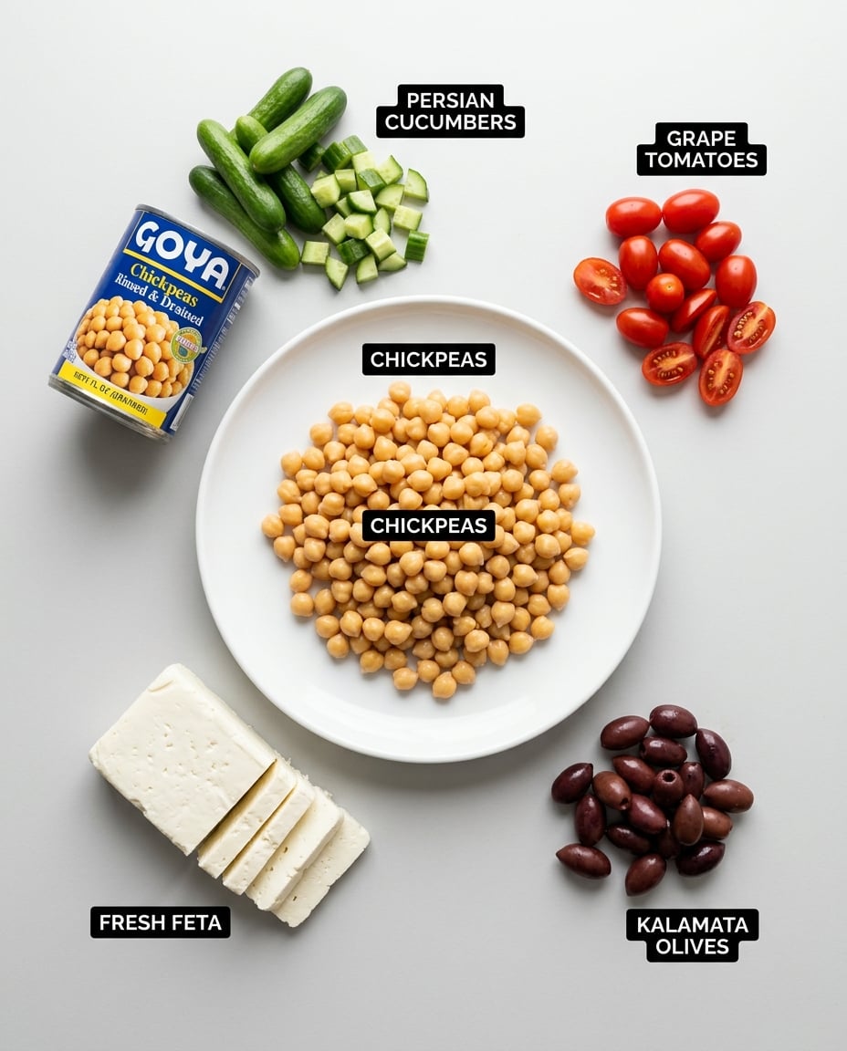 Greek Chickpea Salad Meal Prep Done Right recipe ingredients