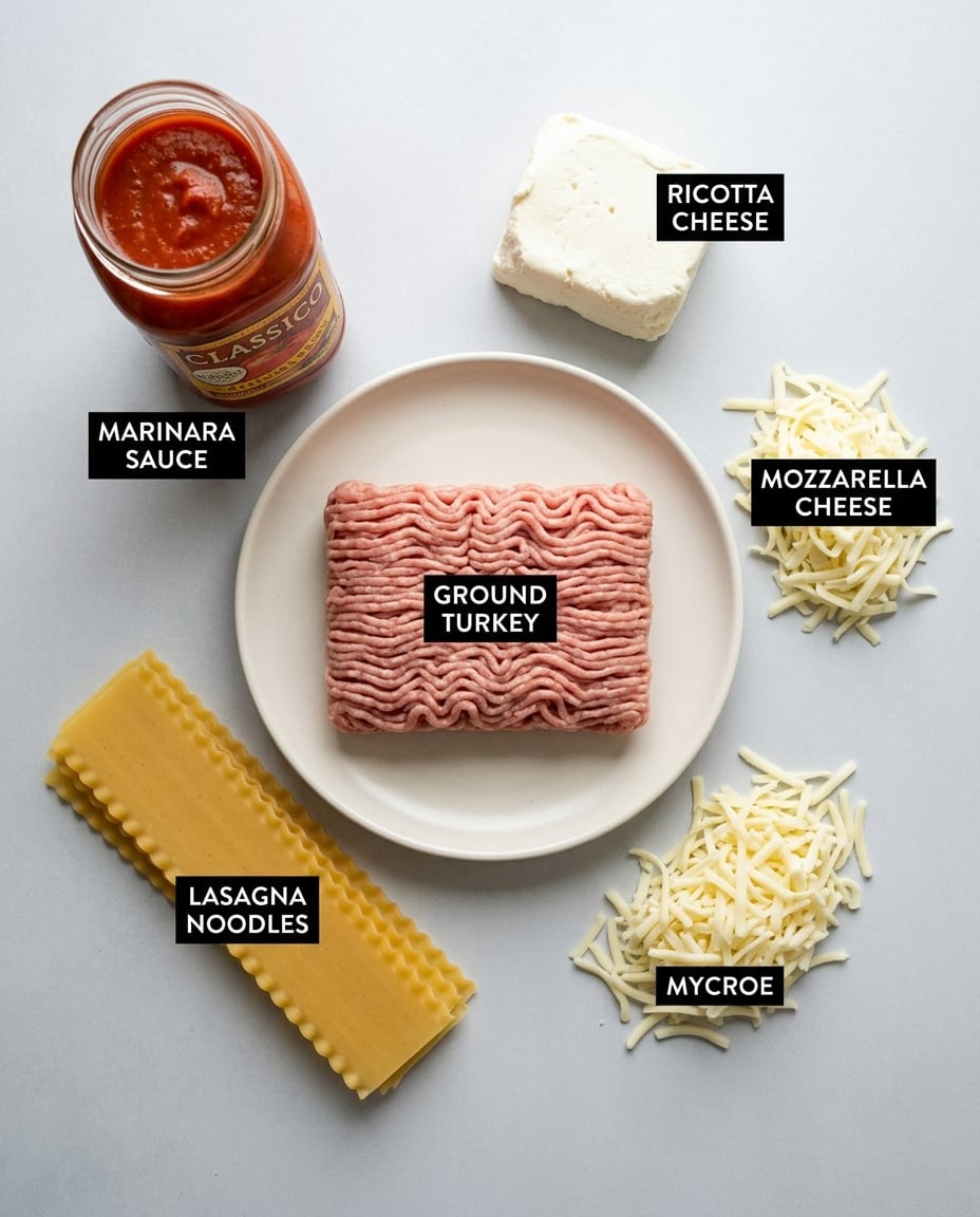Ground Turkey Lasagna Meal Prep ingredients