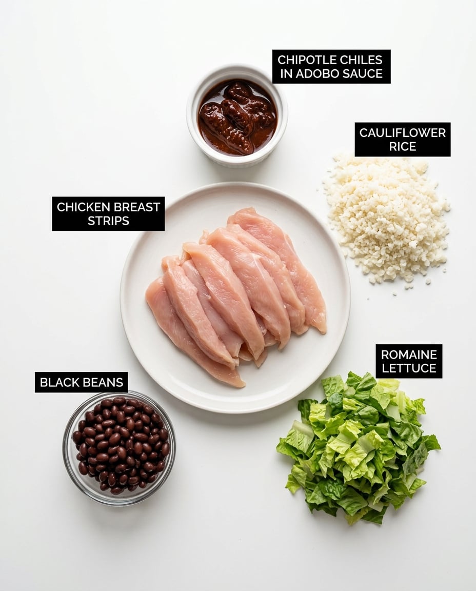 Ingredients for Low Carb Chicken Burrito Bowls for Meal Prep