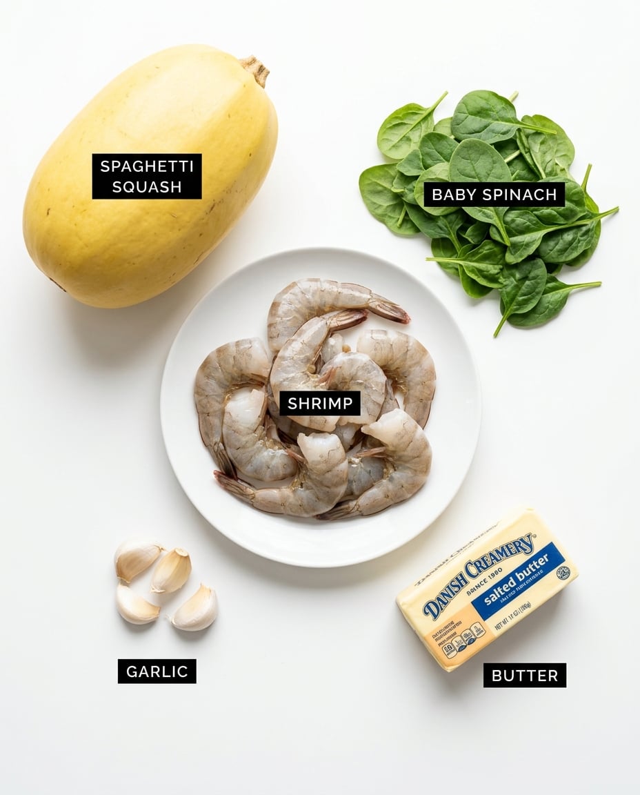 Ingredients for Shrimp Scampi Spaghetti Squash Meal Prep