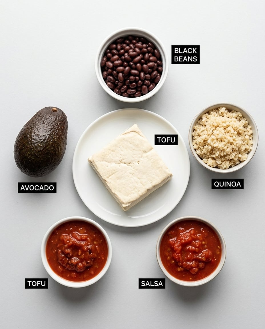 Fresh ingredients for Southwest Tofu Bowl Meal Prep: 5 Days Ready